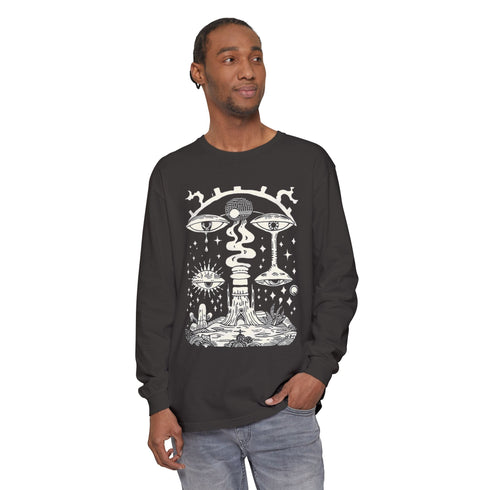 Paradoxical Perspective (Front design) - Unisex Garment-dyed Long Sleeve T-Shirt